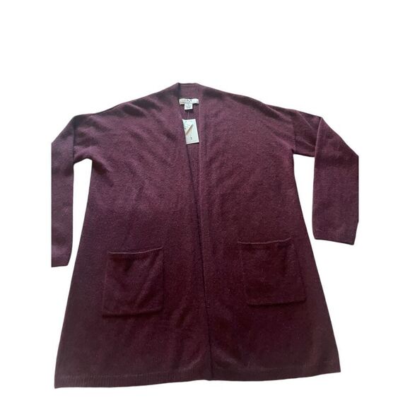 NWT Magaschoni 100% Cashmere Cardigan Sweater Red Wine M - Picture 3 of 10